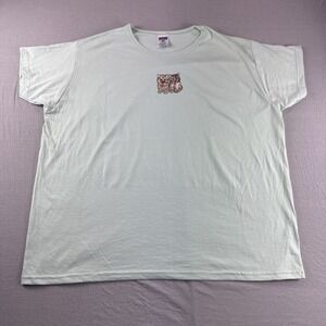 Jerzees T-Shirt Womens 2X Green Kitten Cat Short Sleeve Crewneck Stretch Vintage